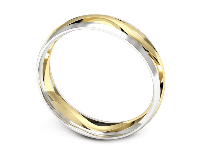 Obrączka półokrągła soczewkowa dwukolorowe - p16719bz — zdjęcie 3