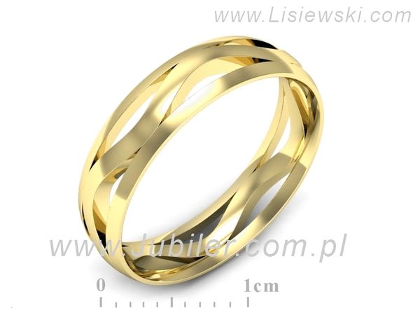 Obrączka żółte złoto półokrągła soczewkowa - p16719z- 1