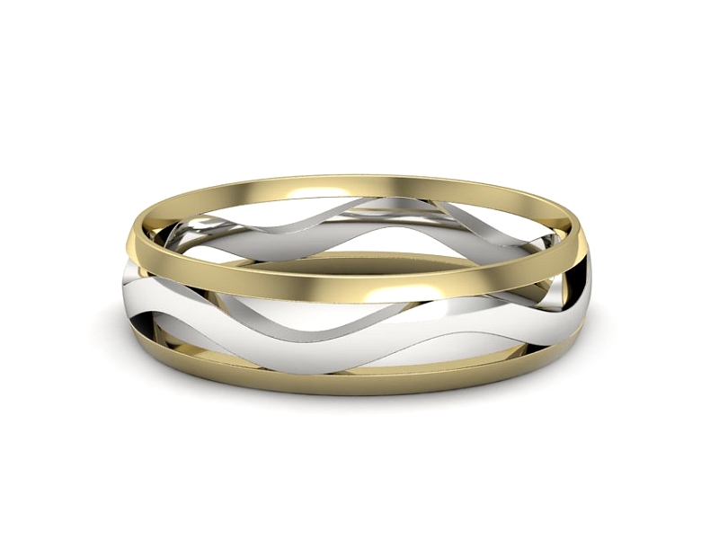 Obrączka półokrągła soczewkowa dwukolorowe - p16719zb — zdjęcie 3