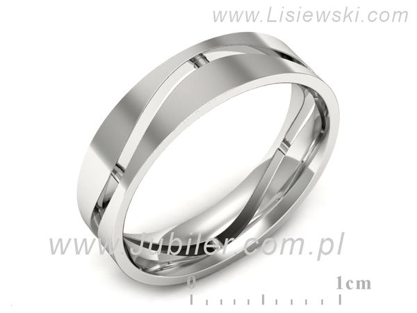 Obrączka białe złoto płaska soczewkowa proba 585 - p16720b- 1