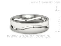 Obrączka białe złoto płaska soczewkowa proba 585 - p16720b- 2
