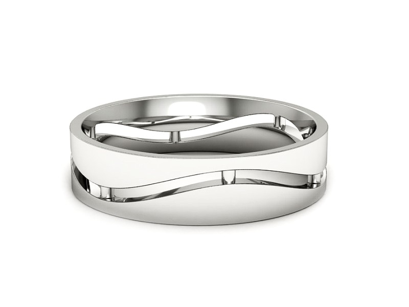 Obrączka białe złoto płaska soczewkowa - p16720b — zdjęcie 2