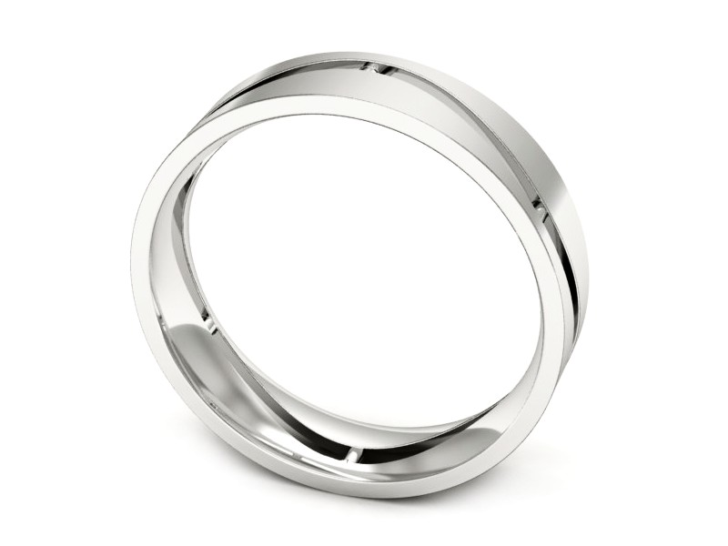 Obrączka białe złoto płaska soczewkowa - p16720b — zdjęcie 3