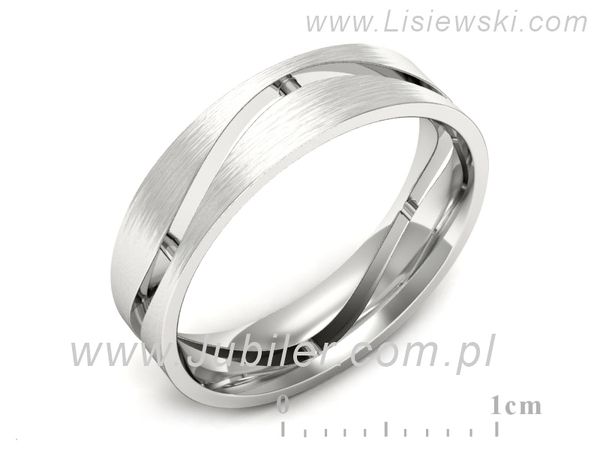 Obrączka białe złoto płaska soczewkowa proba 585 - p16720bmp- 1