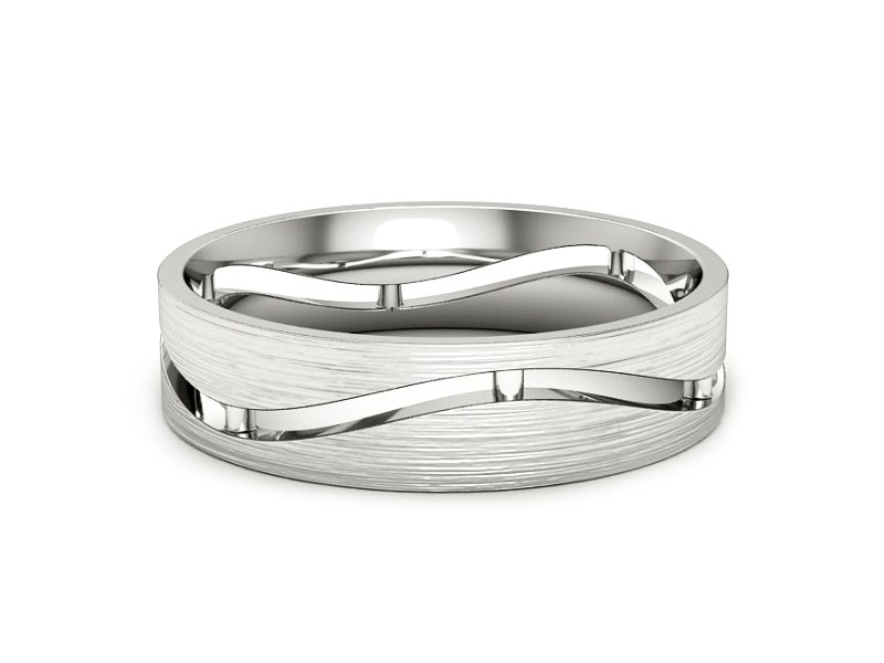 Obrączka białe złoto płaska soczewkowa - p16720bmp — zdjęcie 2