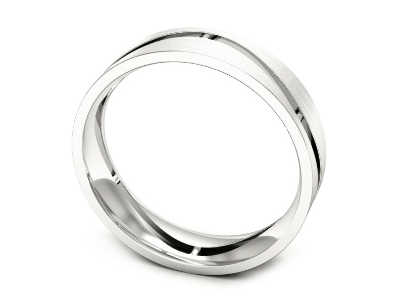 Obrączka białe złoto płaska soczewkowa - p16720bmp — zdjęcie 3