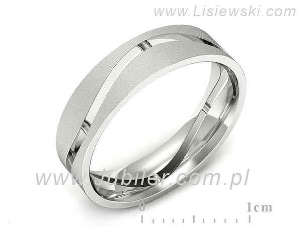 Obrączka białe złoto płaska soczewkowa proba 585 - p16720bms- 1