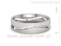 Obrączka białe złoto płaska soczewkowa proba 585 - p16720bms- 2