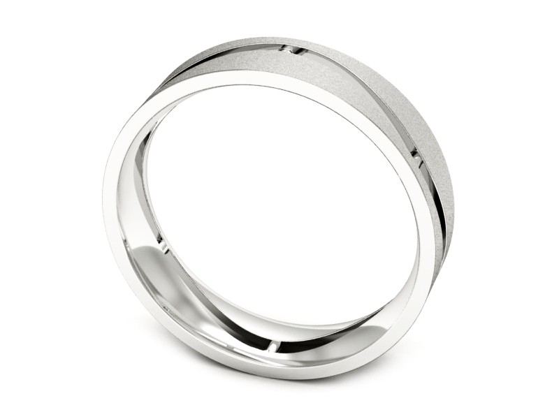 Obrączka białe złoto płaska soczewkowa - p16720bms — zdjęcie 3