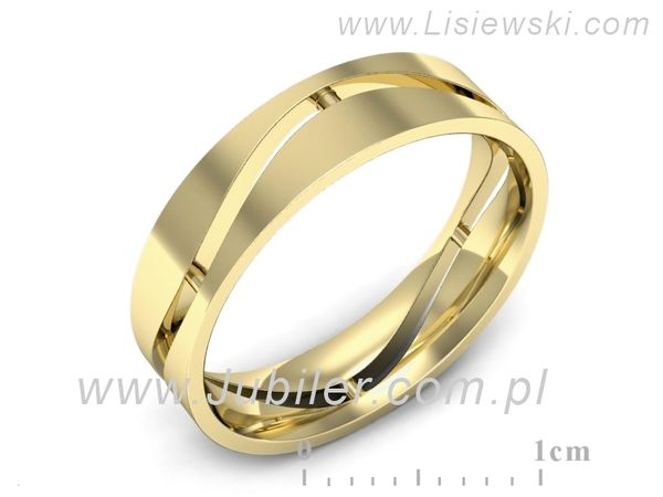 Obrączka płaska soczewkowa żółte złoto proba 585 - p16720z- 1