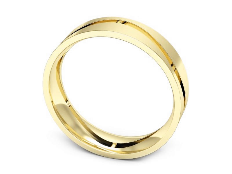 Obrączka płaska soczewkowa żółte złoto - p16720z — zdjęcie 3