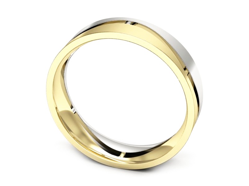 Obrączka z żółtego i białego złota soczewkowa - p16720zb — zdjęcie 3