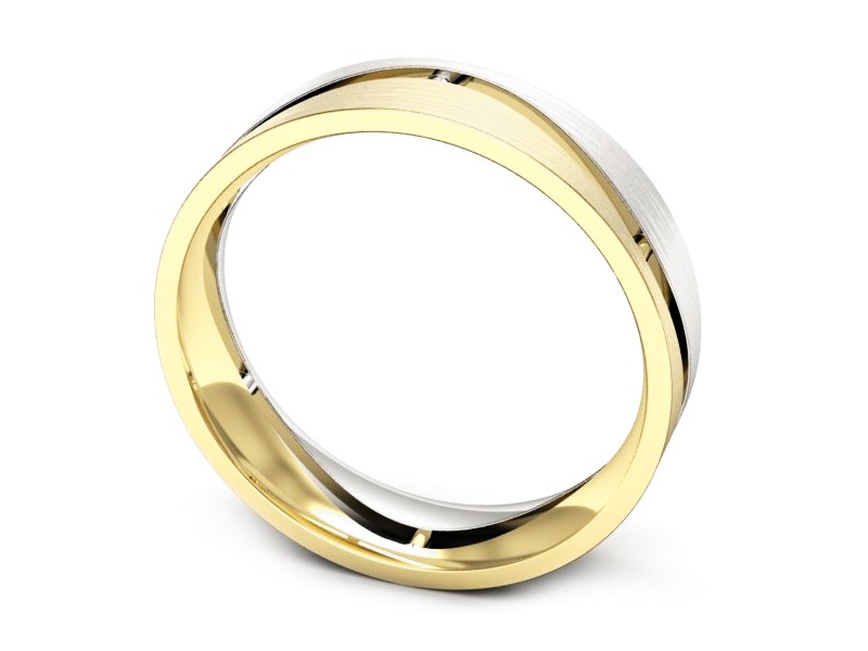 Obrączka z żółtego i białego złota soczewkowa - p16720zbmp — zdjęcie 3