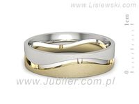 Obrączka z żółtego i białego złota płaska soczewkowa - p16720zbms- 2