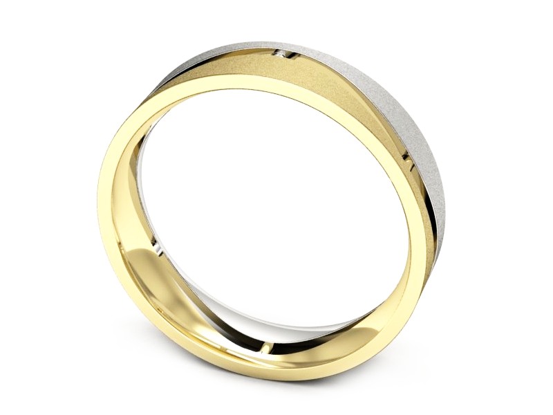 Obrączka z żółtego i białego złota płaska - p16720zbms — zdjęcie 3