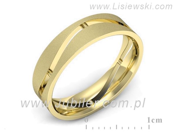 Obrączka płaska soczewkowa żółte złoto proba 585 - p16720zms- 1