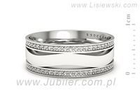 Pierscionek Obrączka z brylantami białe złoto próba 585 - p16721b- 2
