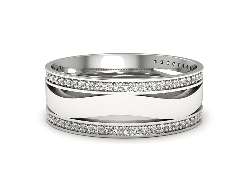 Pierścionek obrączka z brylantami białe złoto - p16721b — zdjęcie 3