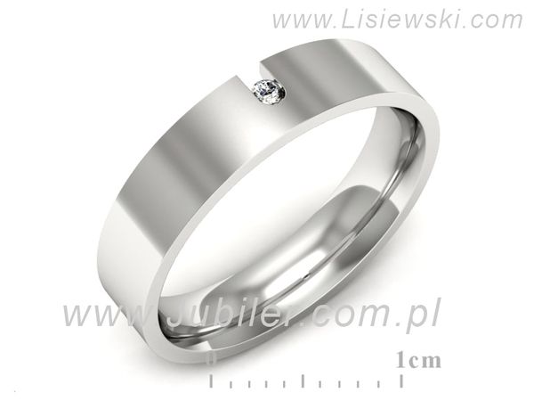 Obrączka z brylantem białe złoto próba 585 - p16722b- 1