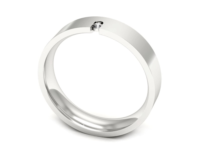 Obrączka z brylantem białe złoto - p16722b — zdjęcie 3