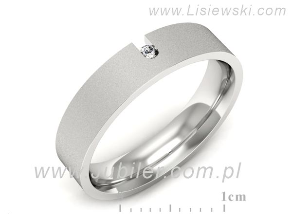 Obrączka z brylantem białe złoto próba 585 - p16722bms- 1