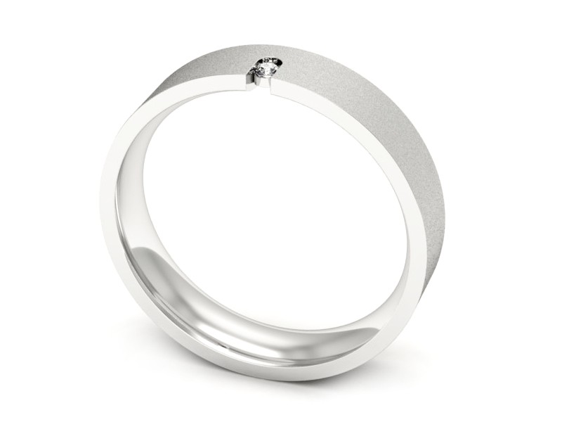Obrączka z brylantem białe złoto - p16722bms — zdjęcie 3