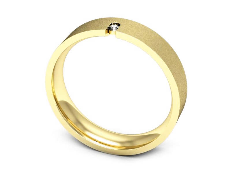Obrączka z brylantem żółte złoto - p16722zms — zdjęcie 3