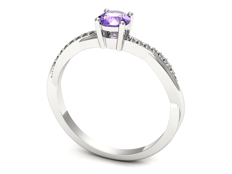 Pierścionek z tanzanitem białe złoto i brylantami - p16723bt — zdjęcie 3