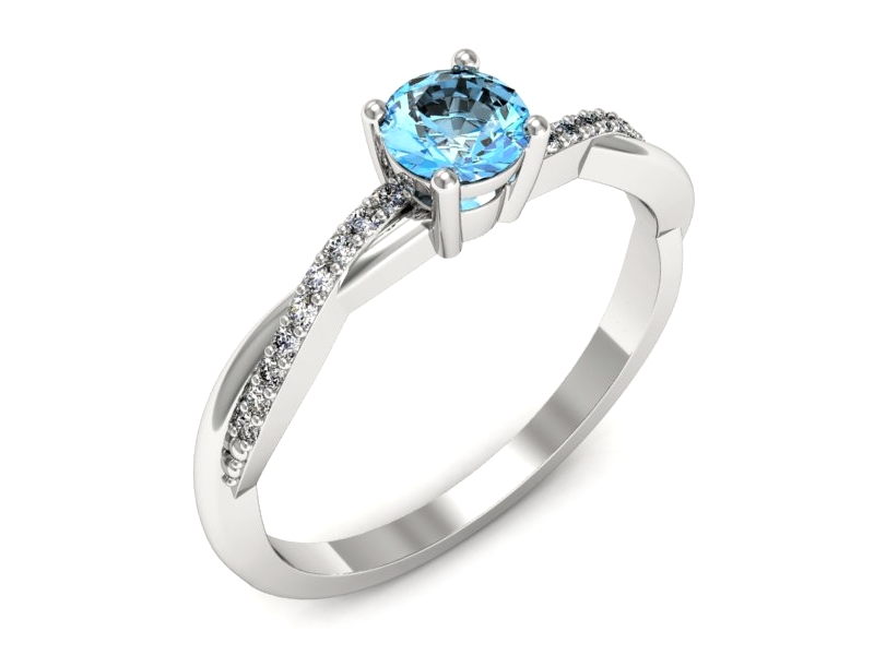 Pierścionek z topazem i brylantami białe złoto - p16723btp