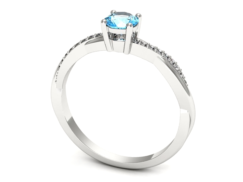 Pierścionek z topazem i brylantami białe złoto - p16723btp — zdjęcie 3