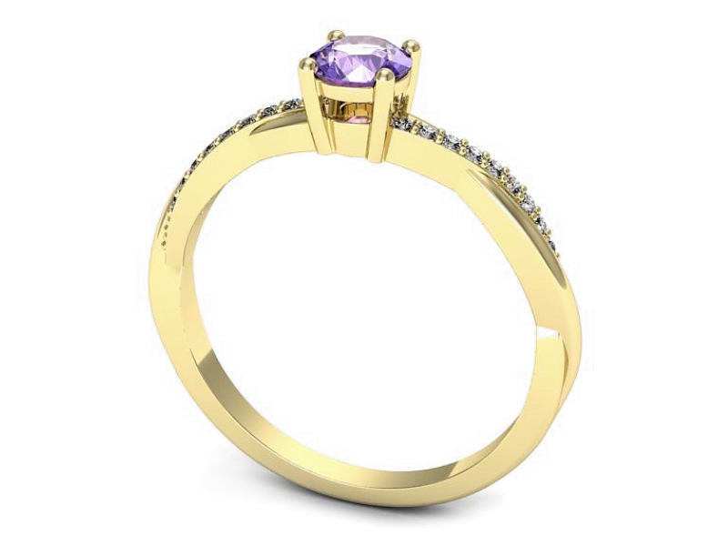 Pierścionek żółte złoto z tanzanitem i brylantami - p16723zt — zdjęcie 3