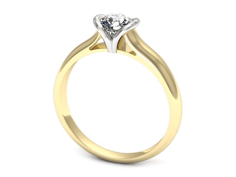 Pierścionek z brylantem z żółtego i białego złota - p16724zb — zdjęcie 3