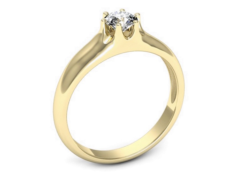 Złoty pierścionek z brylantem żółte złoto - p16725z — zdjęcie 3