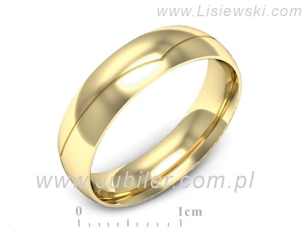 Obrączka żółte złoto półokrągła soczewkowa - p16726z- 1