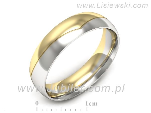 Obrączka półokrągła soczewkowa dwukolorowe próba 585 - p16726zb- 1