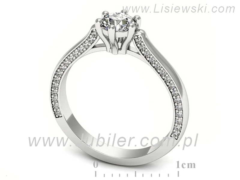 Złoty pierścionek z brylantami białe złoto - p16728b — zdjęcie 3