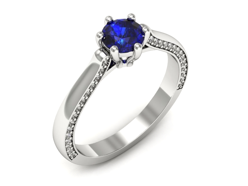 Pierścionek z szafirem i brylantami - p16728bszc