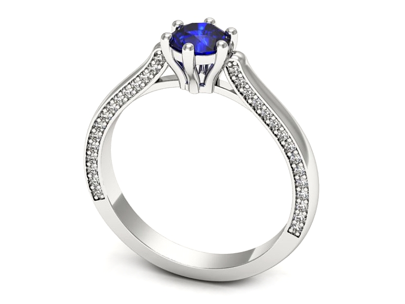 Pierścionek z szafirem i brylantami - p16728bszc — zdjęcie 3