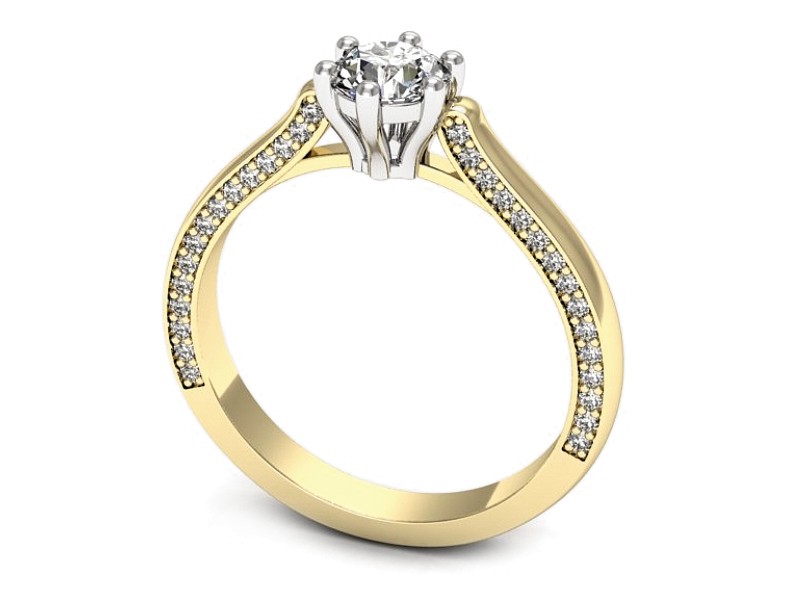 Pierścionek z brylantami żółte białe złoto - p16728zb — zdjęcie 3