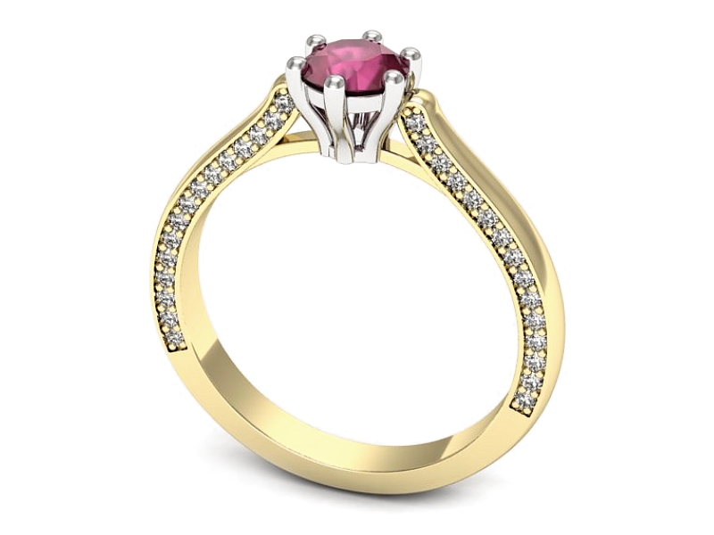 Pierścionek z rubinem i brylantami - p16728zbr — zdjęcie 3