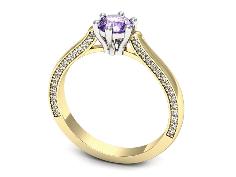 Pierścionek z tanzanitem i brylantami - p16728zbt — zdjęcie 3