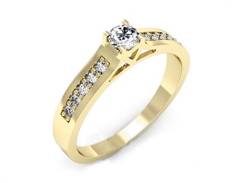 Złoty pierścionek z brylantami żółte złoto - p16732z