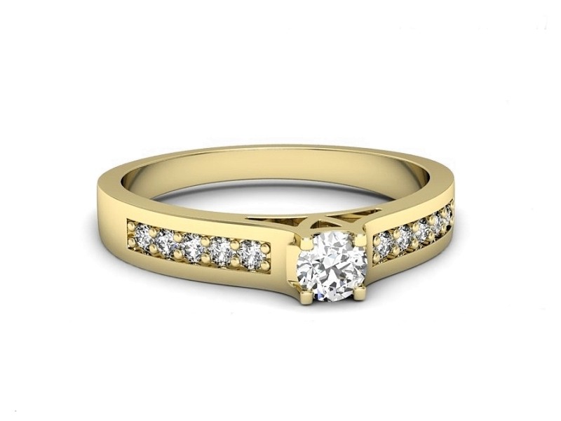 Złoty pierścionek z brylantami żółte złoto - p16732z — zdjęcie 2