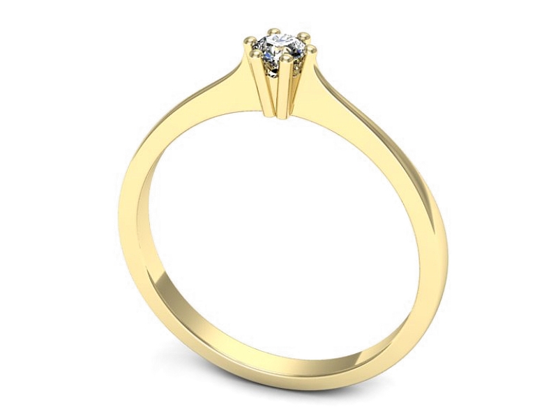 Złoty pierścionek z brylantem żółte złoto - p16733z — zdjęcie 3