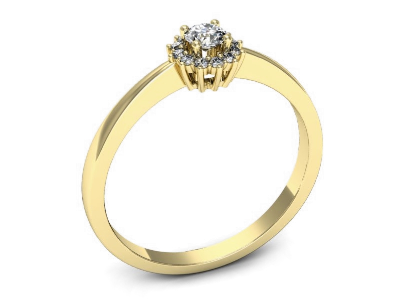 Złoty pierścionek z brylantami żółte złoto - p16735z — zdjęcie 3