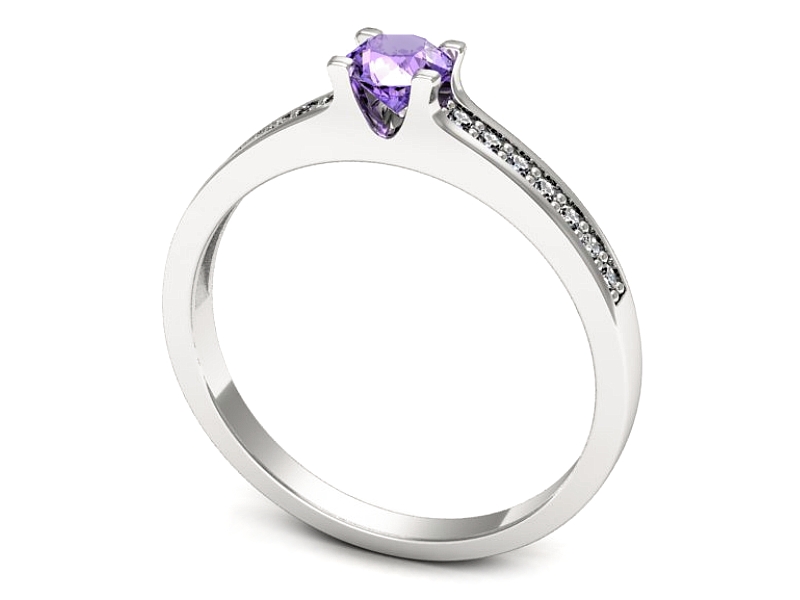 Pierścionek z tanzanitem białe złoto i brylantami - p16736bt — zdjęcie 3