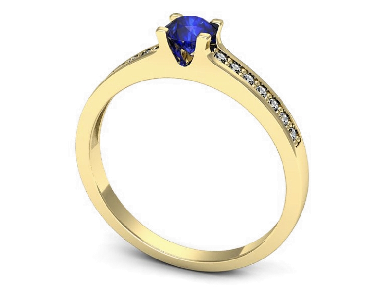 Pierścionek z szafirem i brylantami żółte złoto - p16736zszc — zdjęcie 3