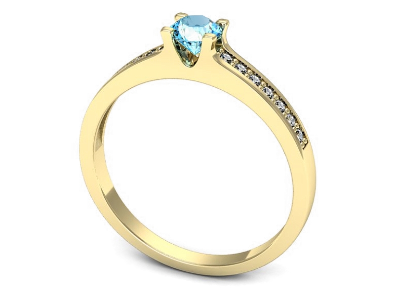Pierścionek z topazem i brylantami żółte złoto - p16736ztp — zdjęcie 3
