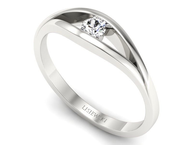 Złoty pierścionek z brylantem białe złoto - p16739b — zdjęcie 3