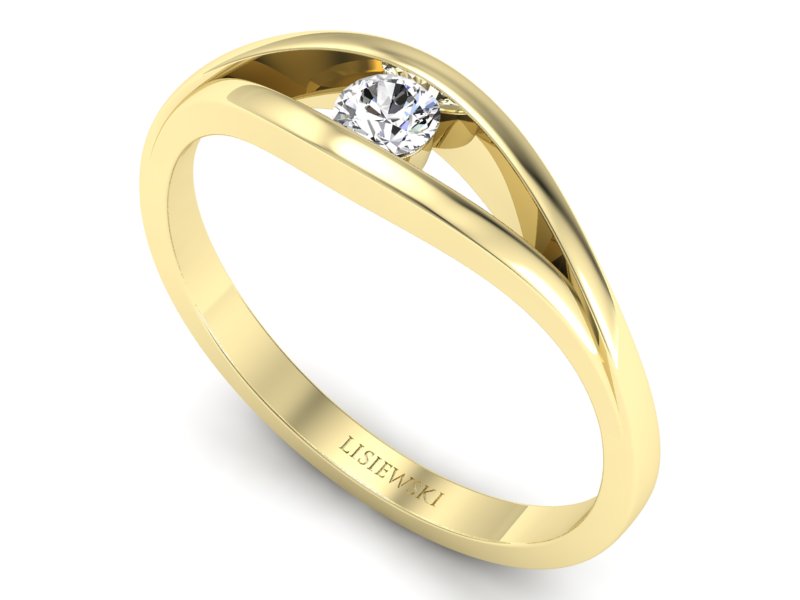 Złoty pierścionek z brylantem żółte złoto - p16739z — zdjęcie 3